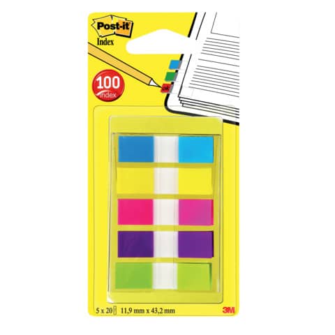 Segnapagina removibili Post-it® Index Mini con dispenser brillanti assortiti 5 confezioni da 20 - 683-5CBEU